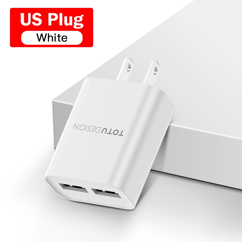 TOTU USB зарядное устройство для iPhone samsung Xiaomi Dual USB Traval настенное зарядное устройство 2.4A Быстрая зарядка EU US адаптер зарядное устройство для мобильного телефона - Тип штекера: US Plug White