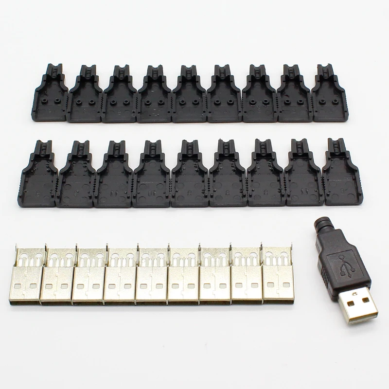 IMC Горячая новинка 10 шт. тип A Мужской USB 4-контактный разъем с черной пластиковой