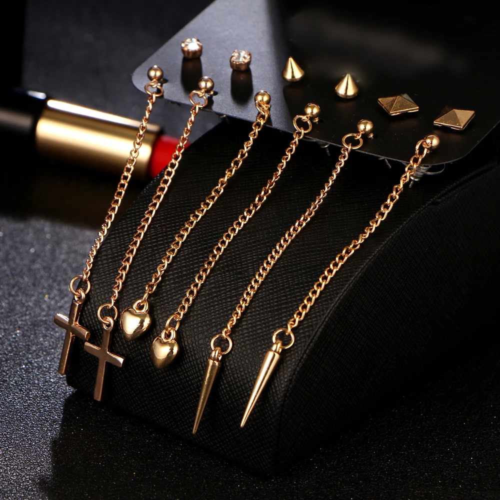 IF ME трендовые золотые серьги гвоздики для женщин смешанные Геометрические