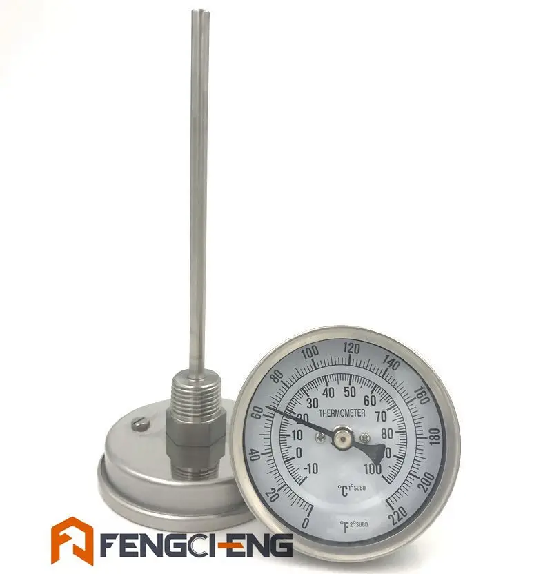 6 inch probe Би-металлический термометр " Циферблат для лица термометр 1/2" NPT 0-220 F домашний пивной и винный термометр - Цвет: 6 inch probe