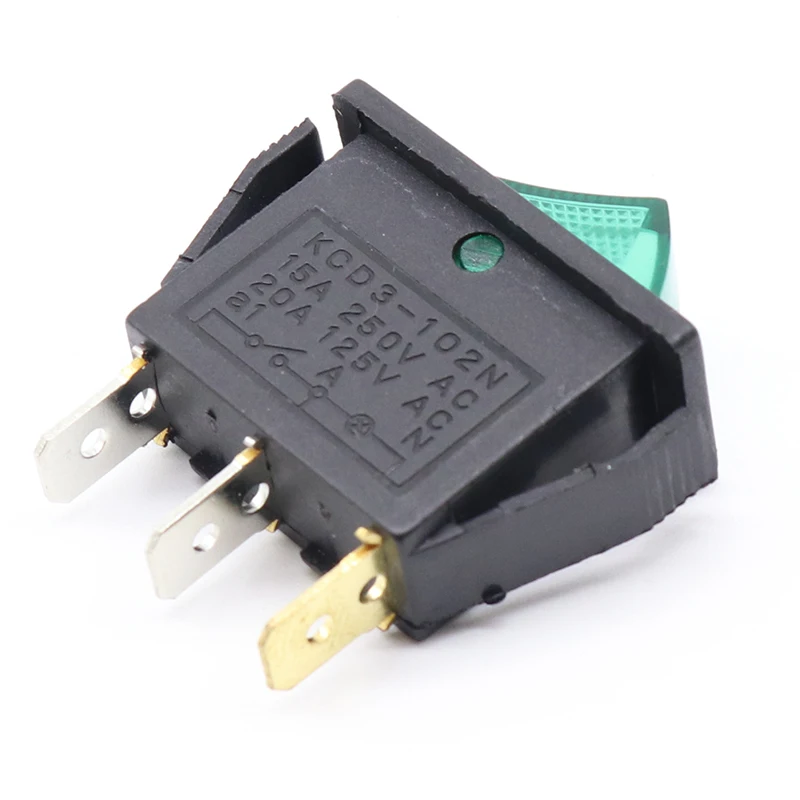 5 шт./лот зеленый светодиодный свет SPST 3PIN вкл/выкл G124 лодка кулисный переключатель