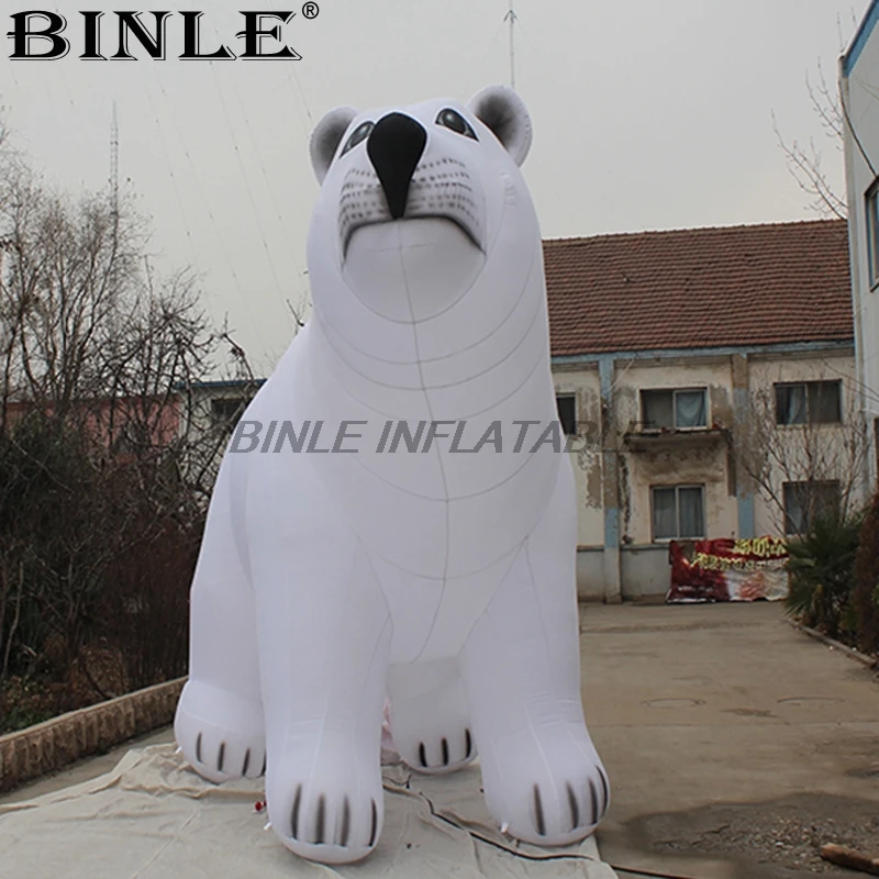 

Custom made 6m advertising white cartoon giant inflatable polar bear large inflatable animal model for sale