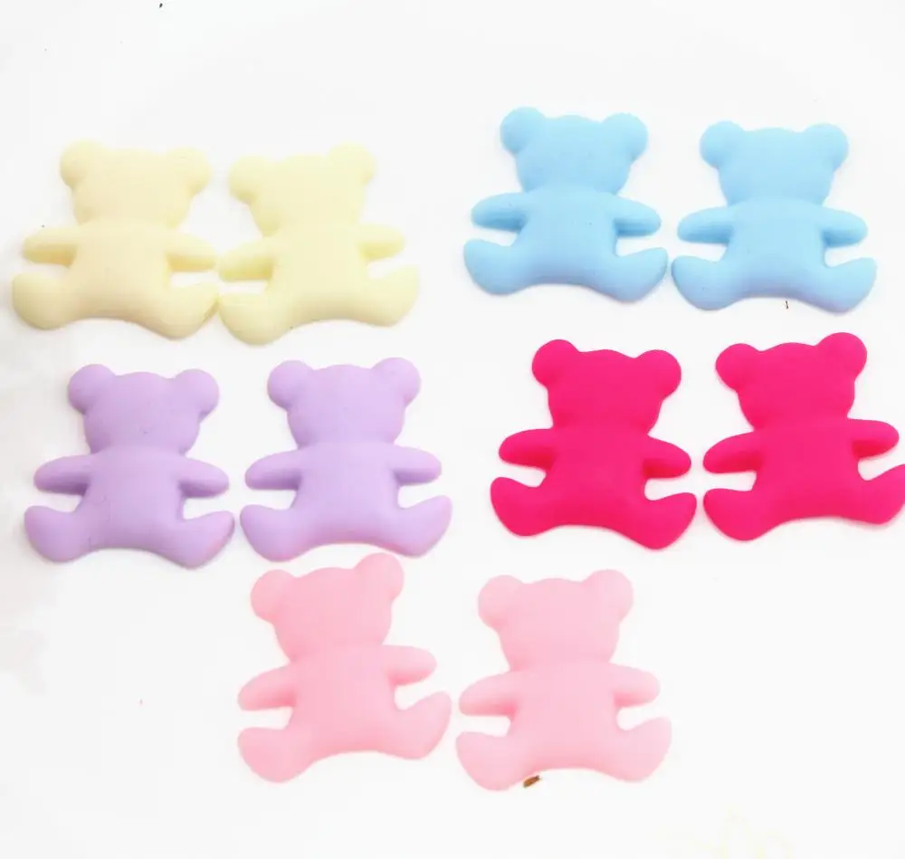 

set of 120pcs 26x26x3mm mixed color matte bear cabochon resin flatback phone jewelry making accessories sz0990