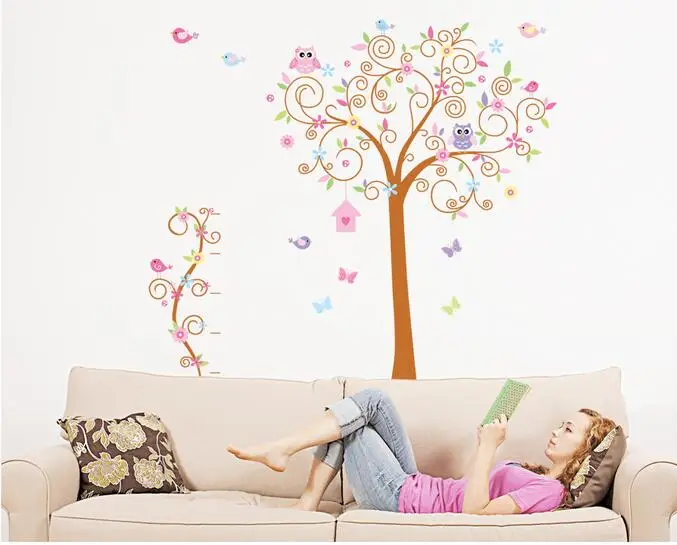 Большая Сова Дерево Дети спальня фон декоративные наклейки на стену для дома