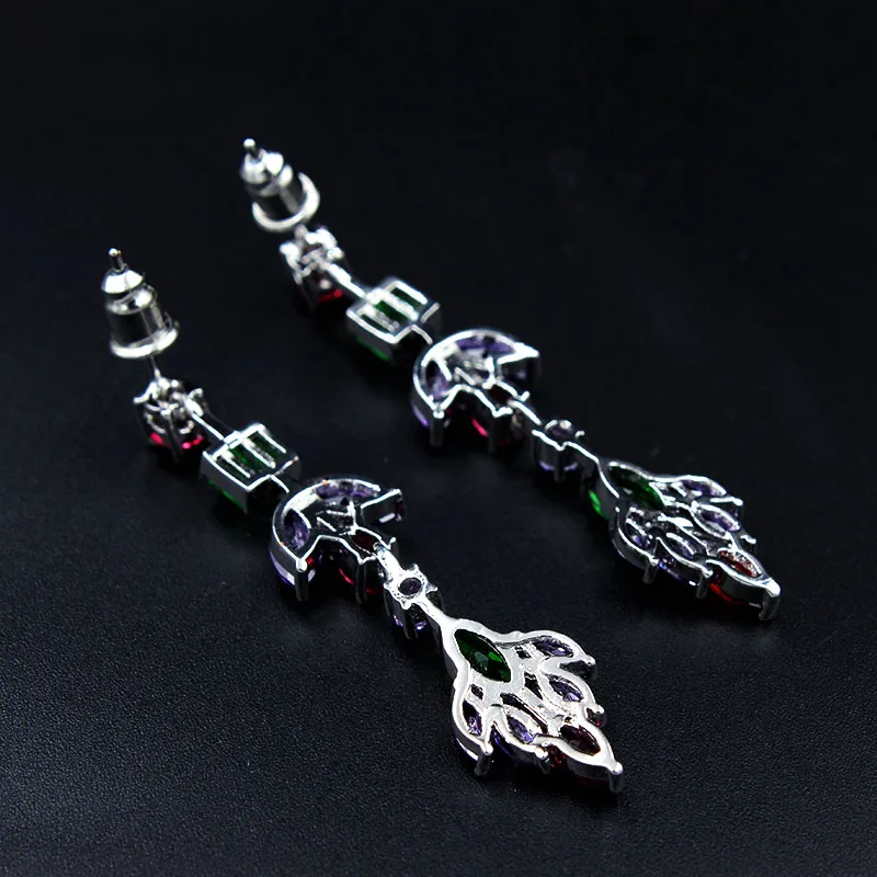 Роскошные Длинные серьги белого золота для женщин разноцветные Разноцветные с