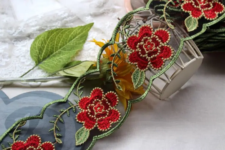 3Yards Mesh flower embroidery Lace Ribbon For Dress Decoration Fabric Applique Trim Sewing Supplies Accessories | Дом и сад