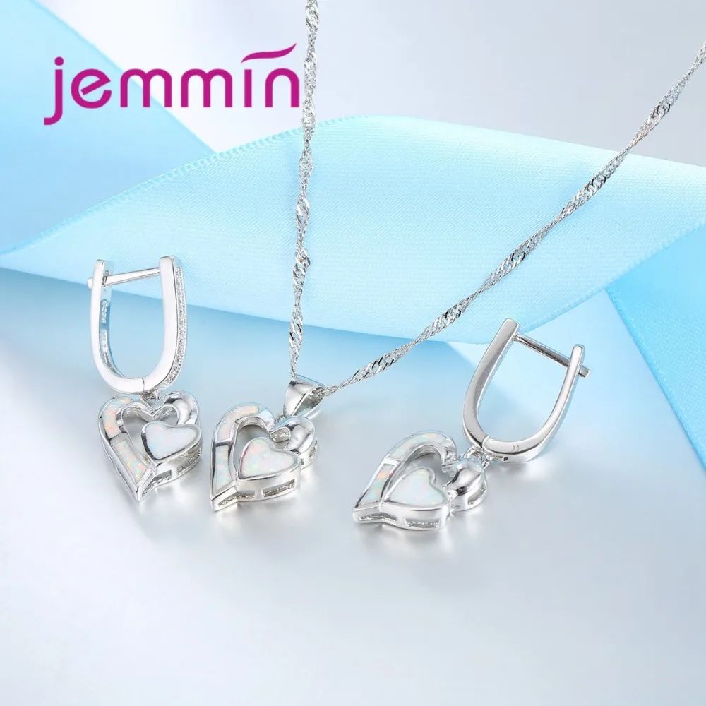 Комплект из колье и серёг серебра 925 пробы с белым опалом|jewelry sets|jewelry sets womenjewelry