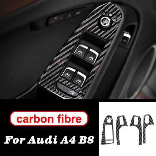 Window Lifter A Для Audi A4 B8 2009- LHD RHD стеклоподъемник из углеродного волокна переключатель рамы декоративная накладка для панели подлокотника аксессуары для салона автомобиля - Название цвета: Window Lifter A