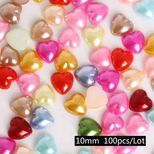 10mm 100Pcs 50-300 шт(3-12 мм) разные цвета в произвольном порядке пластиковые бусины в форме сердца ABS имитация жемчуга для рукоделия украшение для альбома - Цвет: 10mm 100Pcs