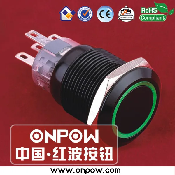 ONPOW 19 мм черный корпус 2NO2NC фиксированное кольцо с подсветкой кнопочный