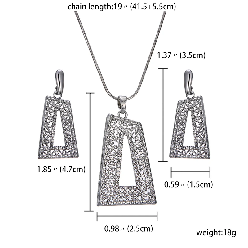 Набор свадебных украшений для женщин серебряное ожерелье и серьги стразы