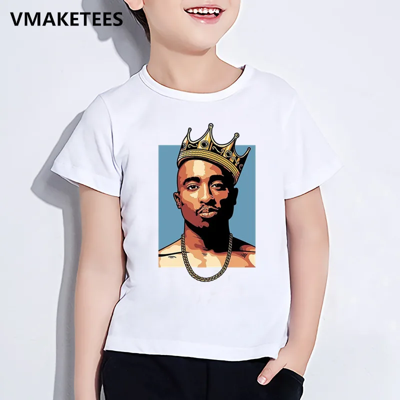 HKP287E Детская футболка с принтом «Тупак 2pac» в стиле хип-хоп Детская летняя футболка с короткими рукавами для мальчиков и девочек забавная повседневная одежда для малышей HKP287 - Цвет: HKP287E