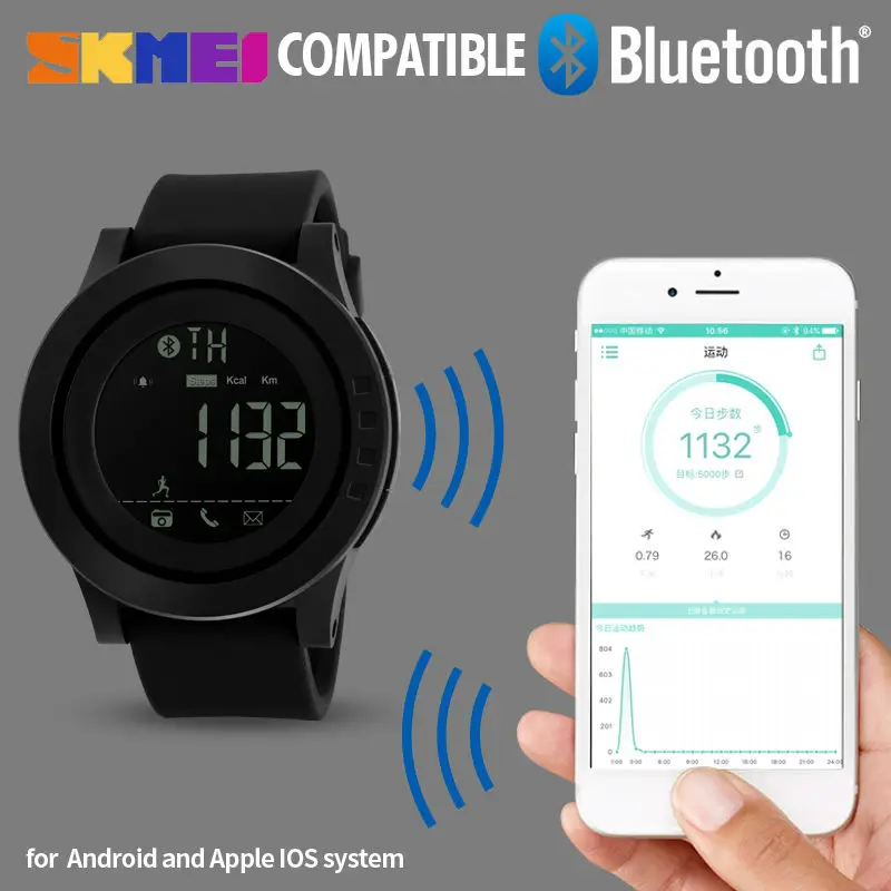 SKMEI Bluetooth мужские умные спортивные часы многофункциональные умные наручные часы приложение напоминание камеры напоминание о калориях сообщения о звонках