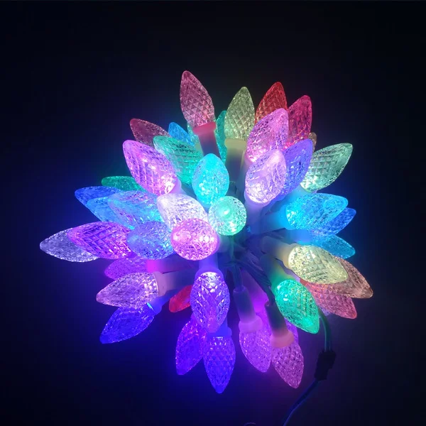 50 узлов адресная RGB C9 DC12V WS2811 Светодиодная Рождественская Пиксельная гирлянда 6