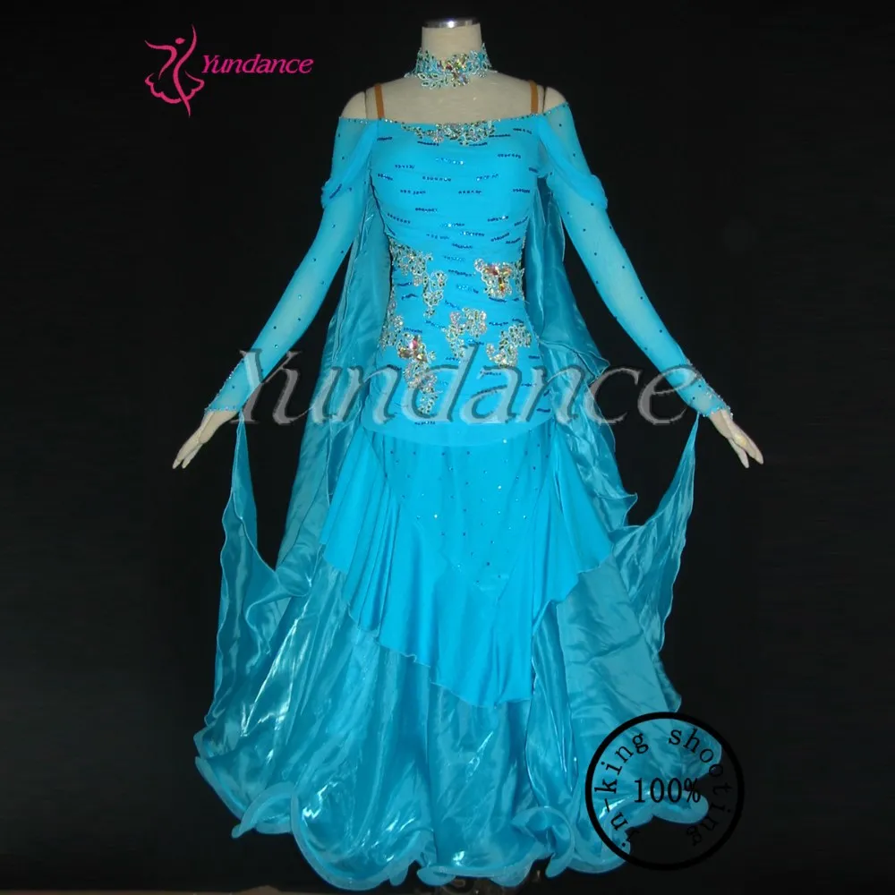 

New Modern Waltz Tango Lycra Fabric For Dance Costumes Blue B-1198