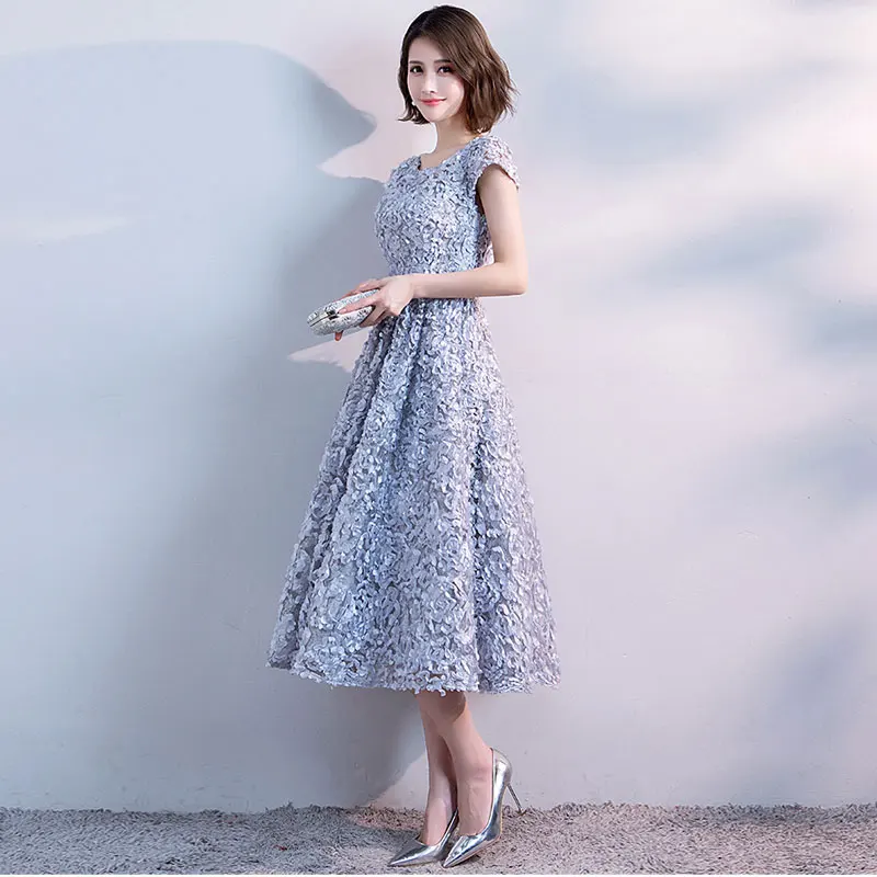 FADISTEE Новое поступление вечернее платье для выпускного вечера Vestido de Festa с глубоким вырезом вечернее кружевное платье с цветочным поясом и короткими рукавами