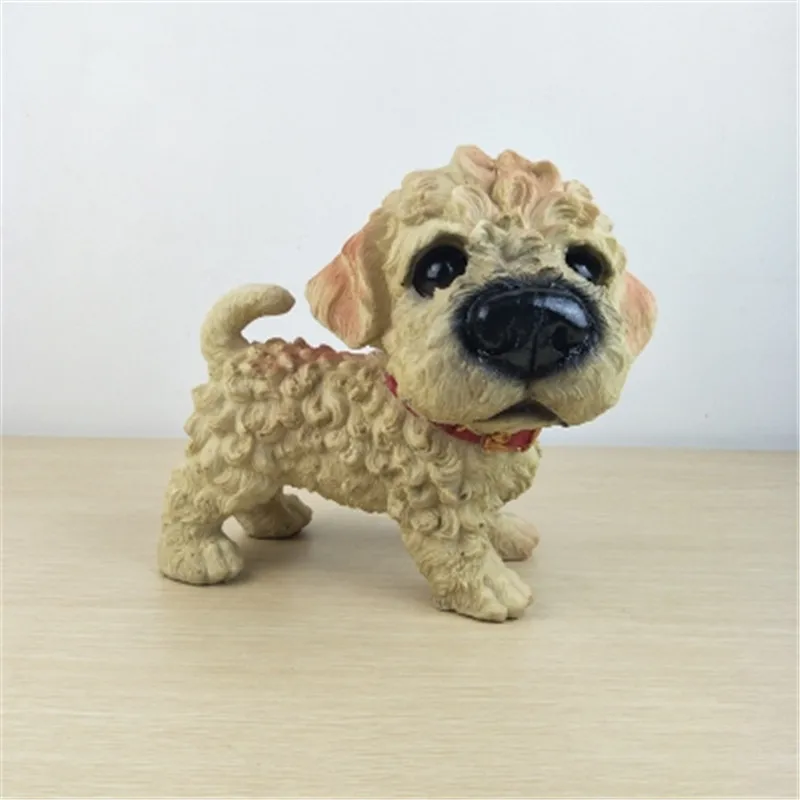 Poodle Милый щенок статуя моделирование животных собака мопс/Бигль/Шиба ину/немецкая овчарка творческий домашний декор смола фигурка игрушка - Цвет: Poodle