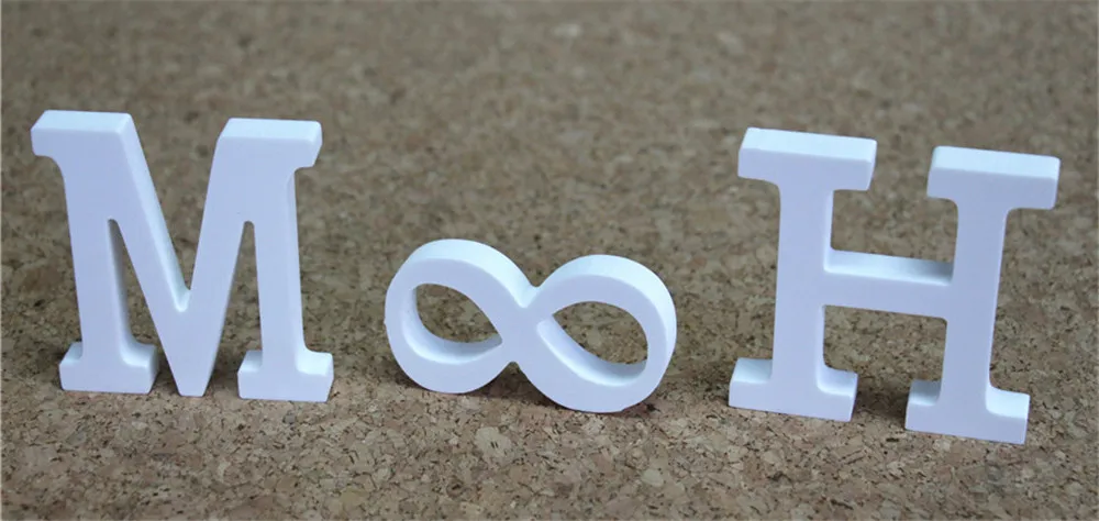 3D отдельно стоящий магазин для дома Свадебные Декоративные искусственные деревянные белые буквы сердце яблоко корона украшения подарки