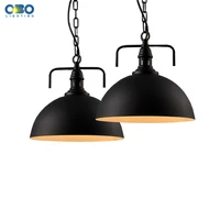 vintage iron chian pendant lamp painted blackwhite shade coffee house indoor lighting e27 lamp holder 110 240v cord 80cm