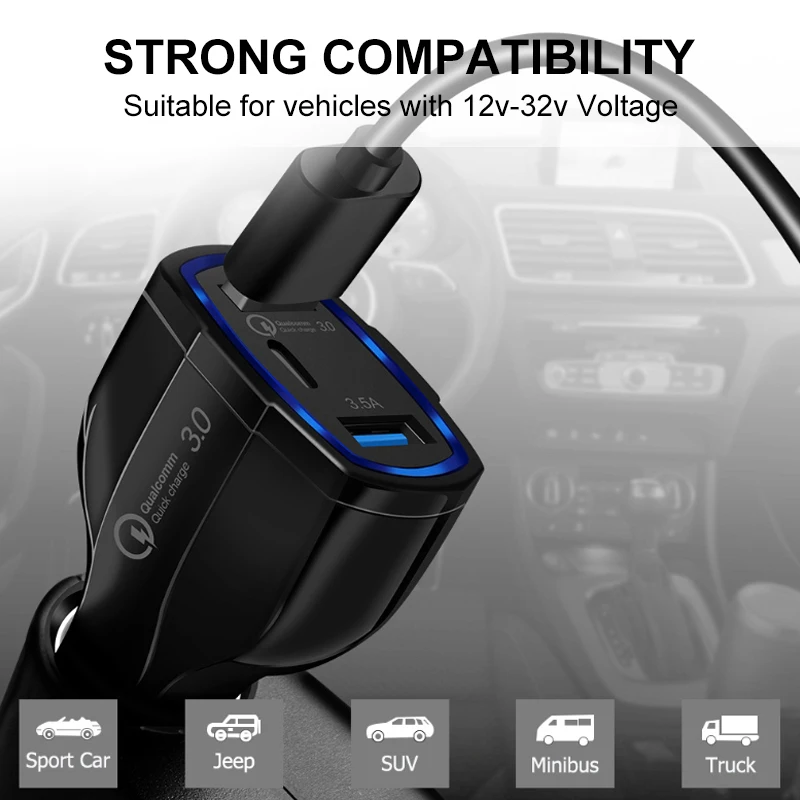 Быстрое зарядное устройство Eyefun USB 3 0 Автомобильное type c быстрое Универсальный