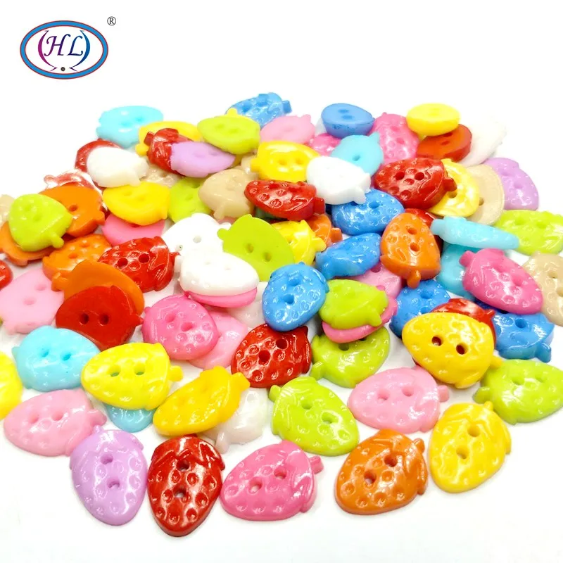 HL 50/100/200 шт. 15 мм x 10 смешанные цвета 2 отверстия плоская задняя Клубника