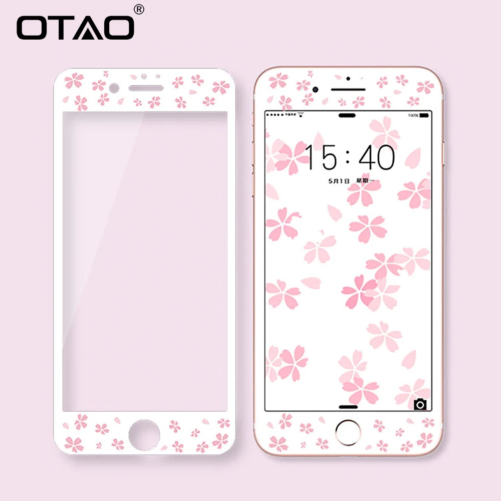 OTAO 3D полное покрытие цветное закаленное стекло для iPhone 6 6S Plus мягкая защитная