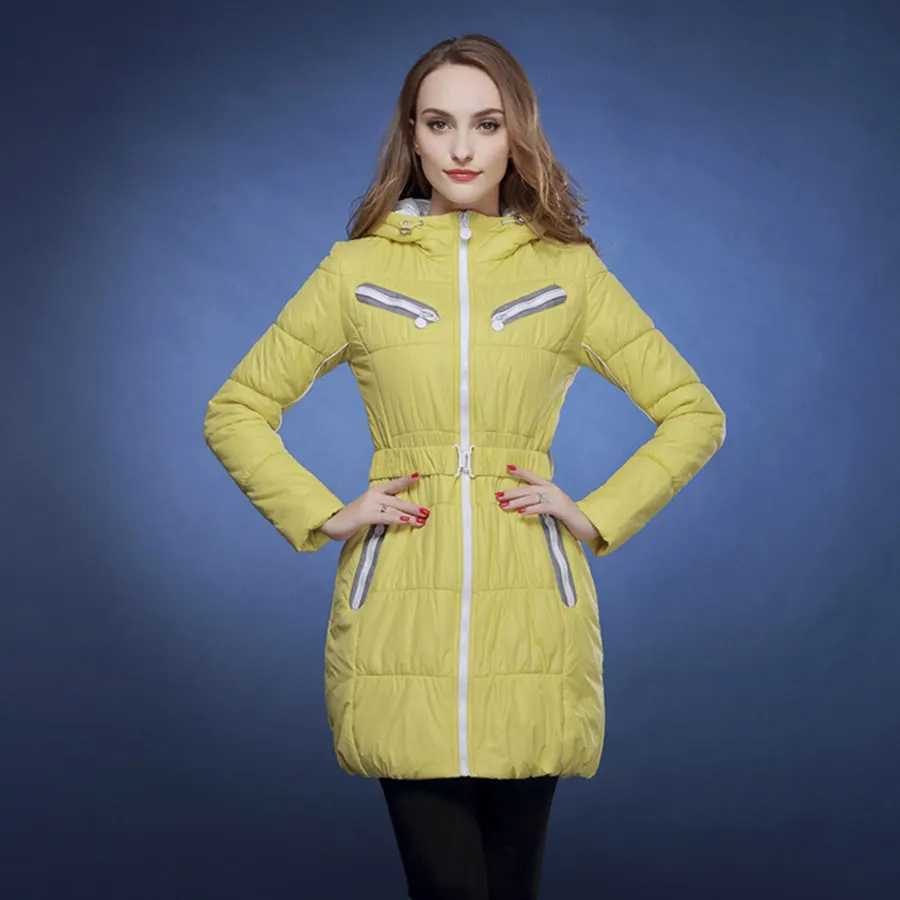 Куртка женская тонкая модная длинная карамельного цвета зимняя 2017|fashion winter jacket