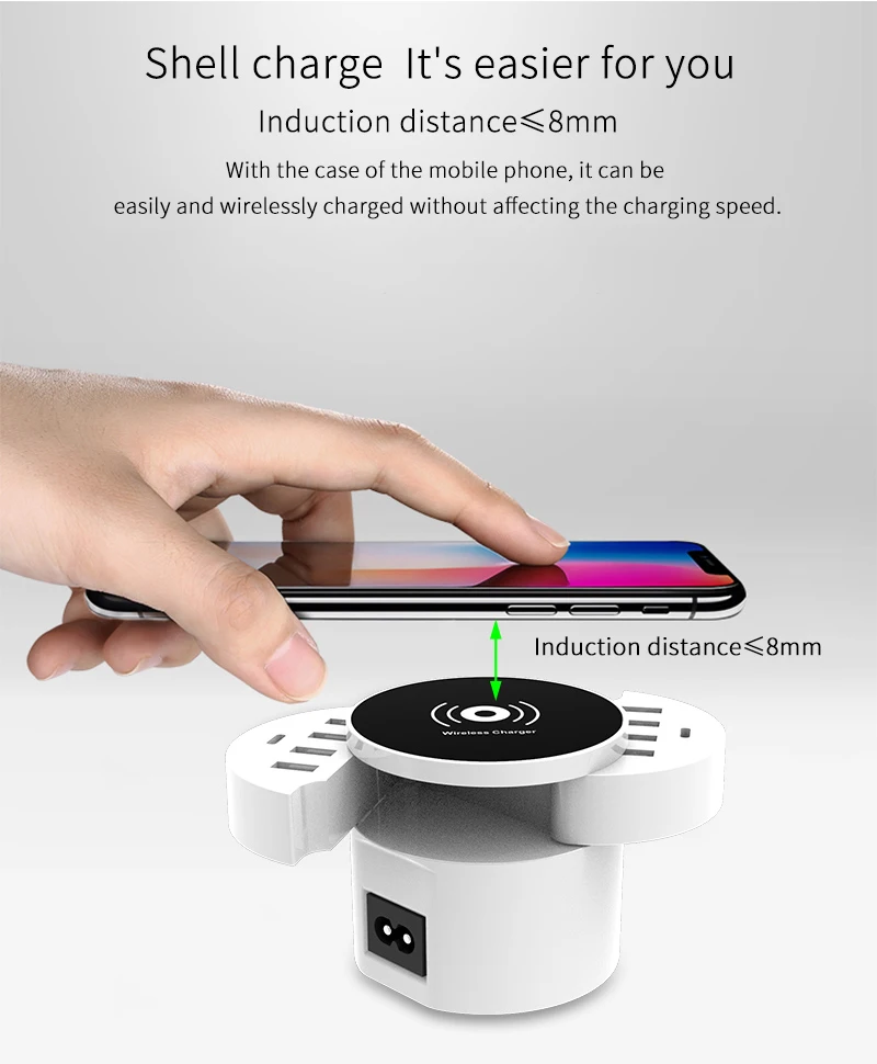Беспроводное зарядное устройство Smart 8 портов USB два типа C зарядное устройство зарядная розетка полоса ЕС Великобритания США для iphone samsung мобильный телефон планшет ПК