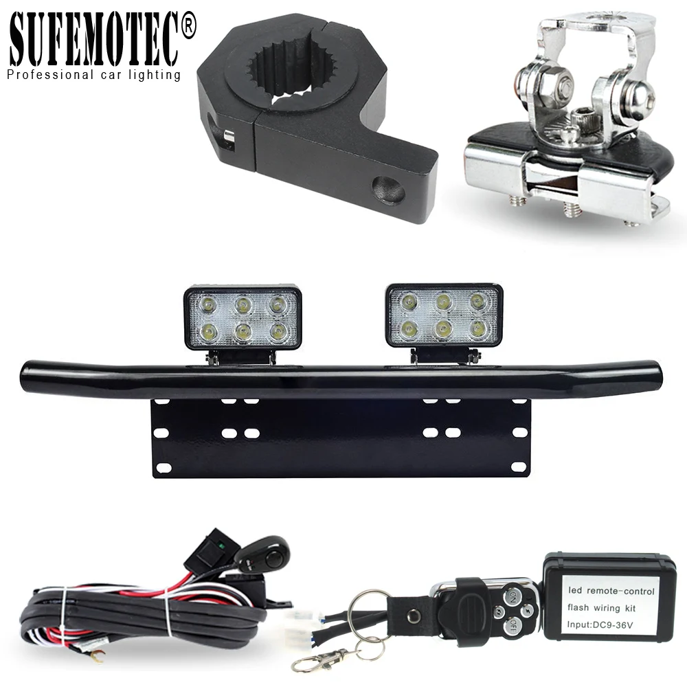

Led Work Light Bar 12V 24V Remote Control Wire Harness Kit Universal Tube Hood Roof License Installation Bracket