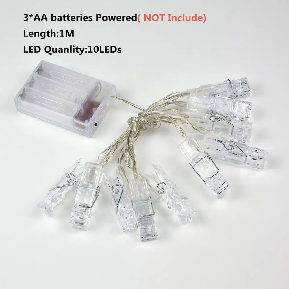 1M AA Battery Power Праздничный светильник светодиодный Сказочный струнный фотозажим Рождественский светильник s медный провод гирлянда светильник ing вечерние Свадебные Рождественские украшения - Испускаемый цвет: 1M AA Battery Power