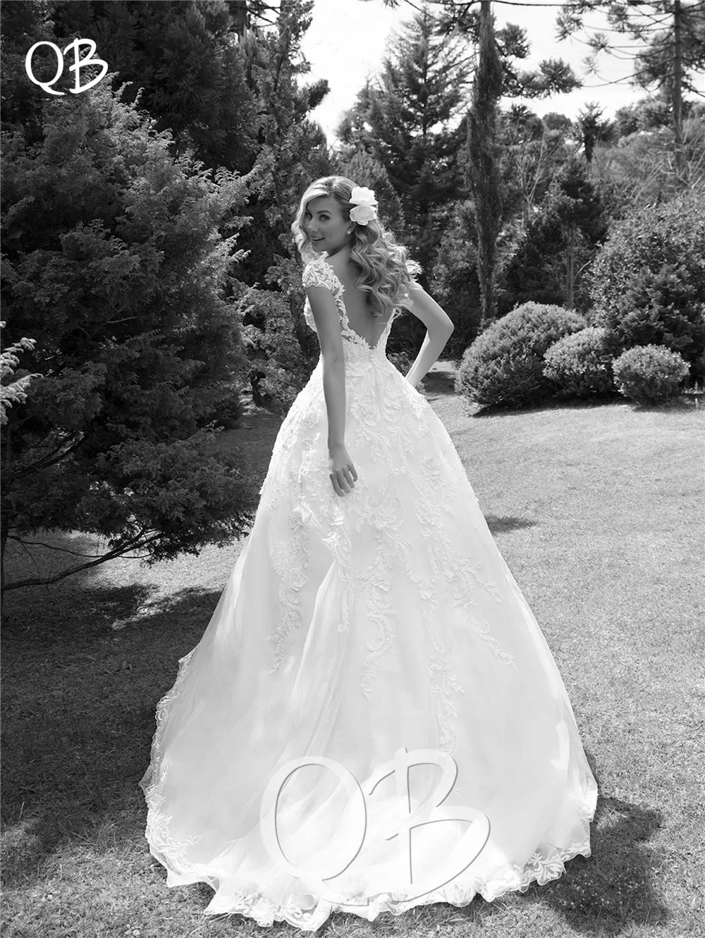 Vestido de Noiva 2019 New Wedding Dresses A-line Cap Sleeve Beaded Lace Tulle Appliques Formal Elegant Bride Gown SF38 | Свадьбы и