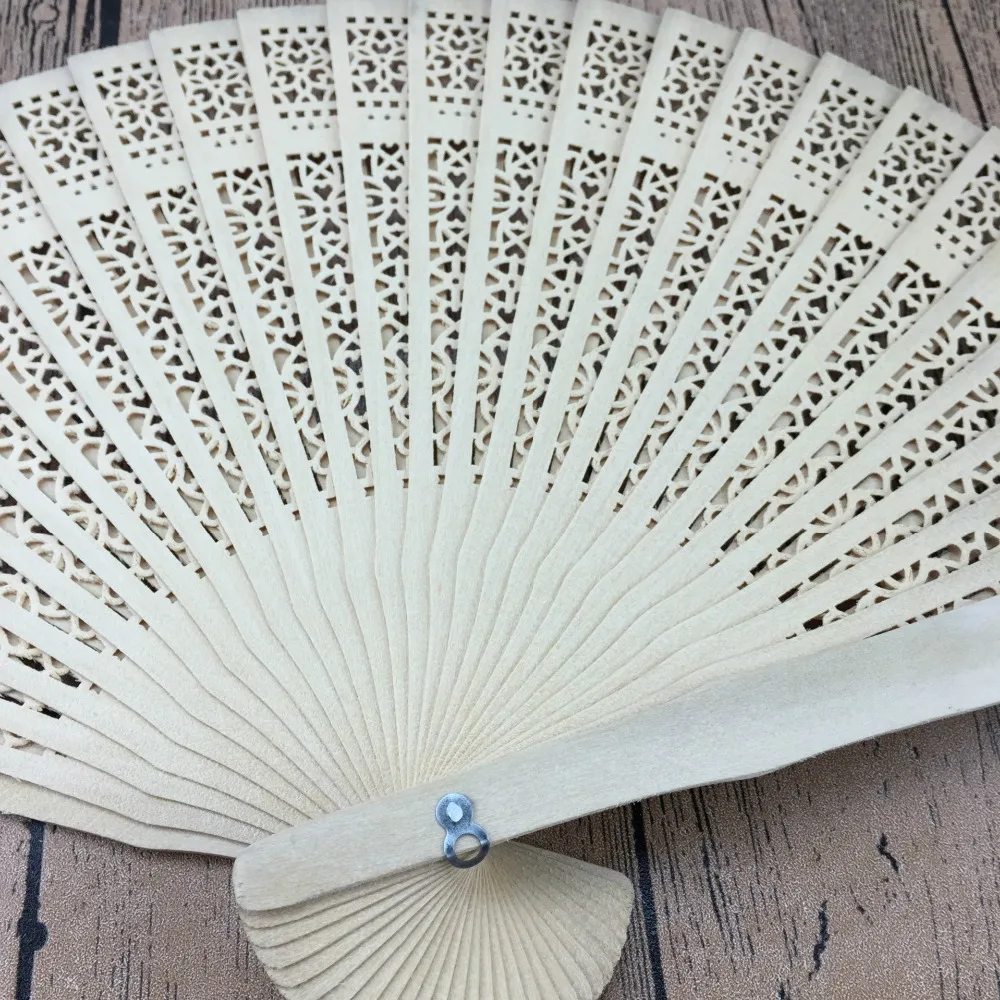 100pcs Personalized Wedding Favor Gift Sandalwood Cutout Fans Wood Color Hand Folding Fan lin2995 | Дом и сад