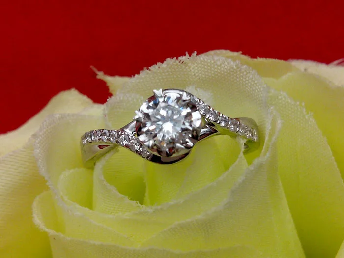

Reliable Solid 14K White Gold Ring Precious Only Love 0.45Ct Diamond Ring for Women Wedding Classic Jewelry