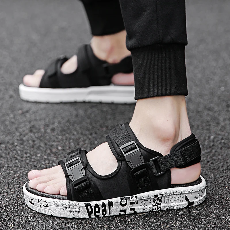 Мужские пляжные сандалии гладиаторы римские повседневная обувь плоская подошва