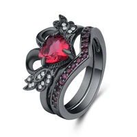 black swan red zircon stone ring set for women wedding engagement fashion jewelry high quatlity jewelry 2019