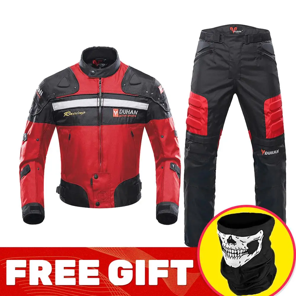 D-020 Red Suit DUHAN мотоциклетная куртка, Мужская Защитная Экипировка, мотоциклетная куртка, мотоциклетная куртка, ветрозащитная, морозостойкая, туристический, мотоциклетный, для верховой езды - Цвет: D-020 Red Suit