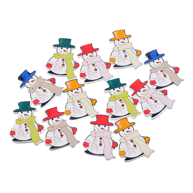 MJARTORIA 100PCs Wooden Buttons Cute Snowman For Handmade Jewelry Fit Christmas Decprations DIY Accessories | Украшения и