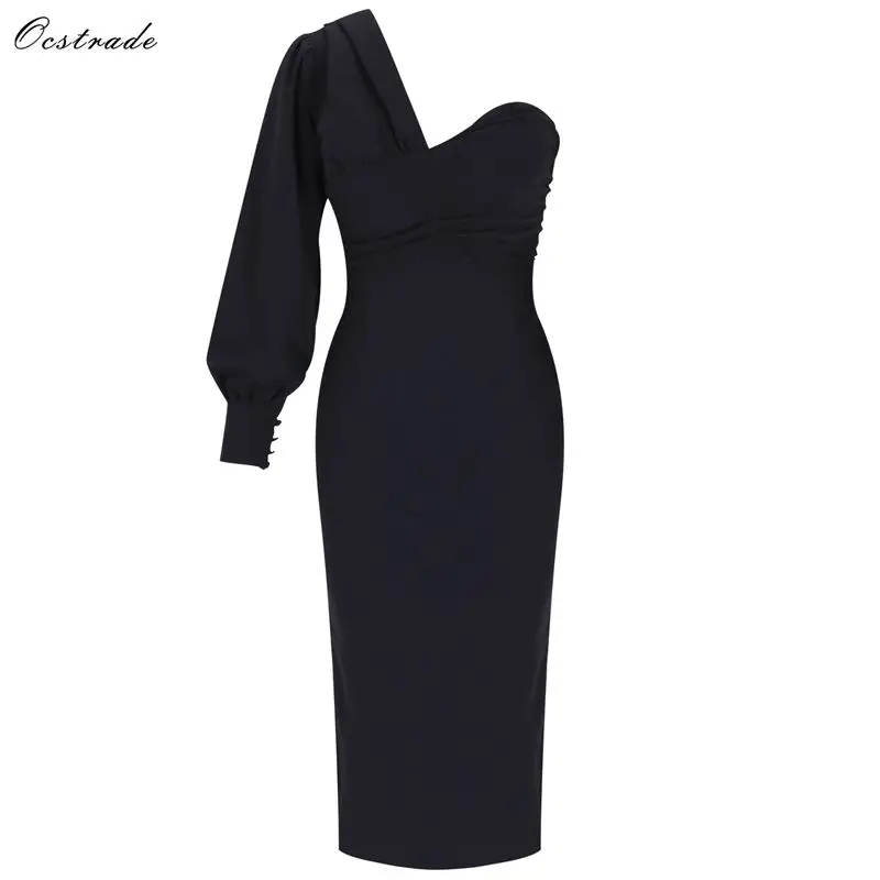 Ocstrade 2019 Осенняя женская модная сексуальная Bodycon Вечерние Платье драпированное