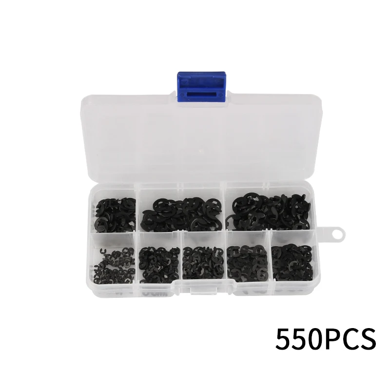 

550Pcs M1.5- M6 Circlip Retaining Ring Sack Retainer E-Clip Washer Buckle-shaped Split Washers Assortment kit