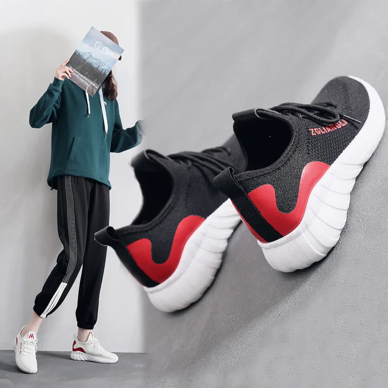 Black Sneakers Women Shoes New Arrival Casual Lace-up Walking Mesh Leisure Vulcanize Shoe PINSV | Обувь