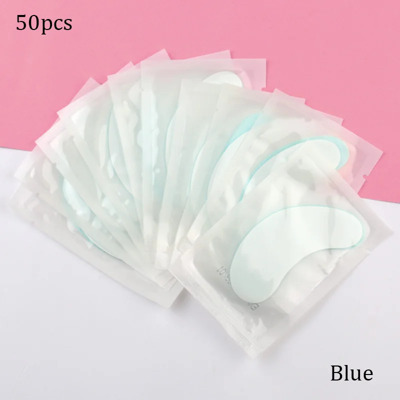 50pair Blue Новые розовые и синие прививки ресниц под глазные накладки ресницы Бумажные накладки для наращивания ресниц наклейки для глаз обертывания ресниц инструменты для макияжа - Цвет: 50pair Blue