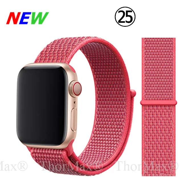 25-Hibiscus Нейлоновый спортивный сменный ремешок для Apple Watch 5/4 40 мм 44 мм Полосатый Мягкий дышащий ремешок для iwatch серии 5 4 3 38 мм 42 мм - Цвет ремешка: 25-Hibiscus