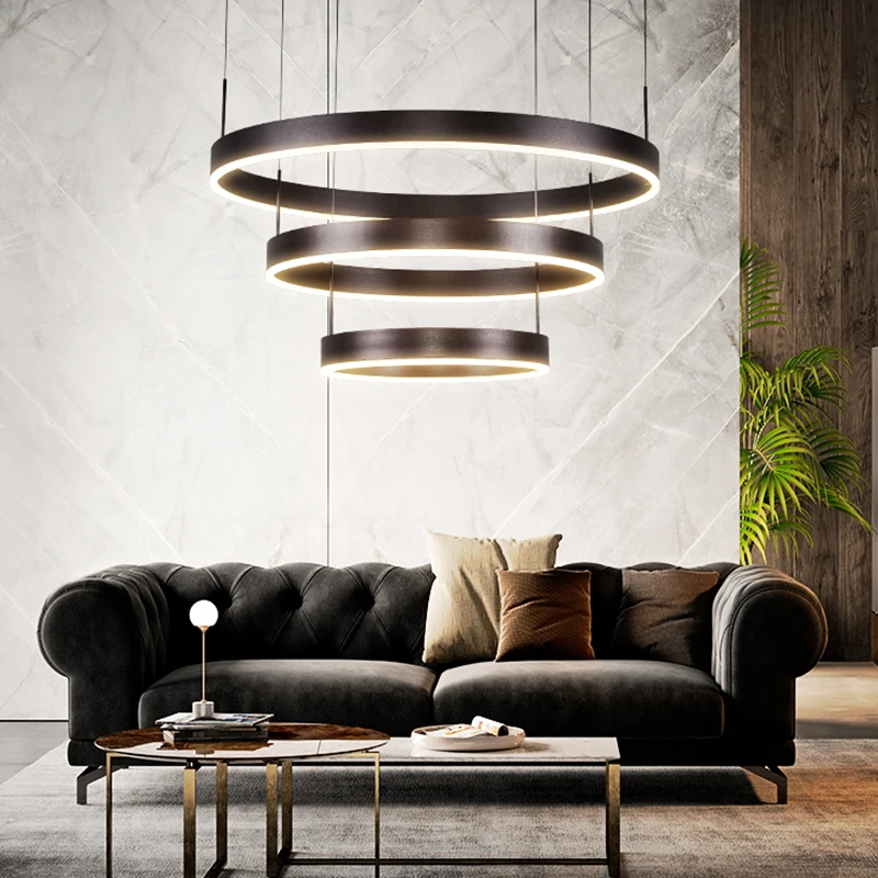 

Chandelier creative personality Round ring restaurant light Nordic living room modern minimalist art chandelier bedroom lighting
