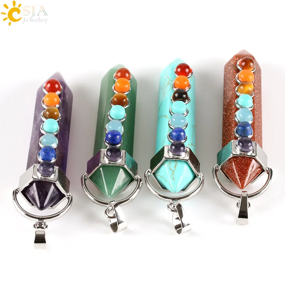 Чакры из натурального камня CSJA 7 подвески с шестигранным маятником исцеляющая