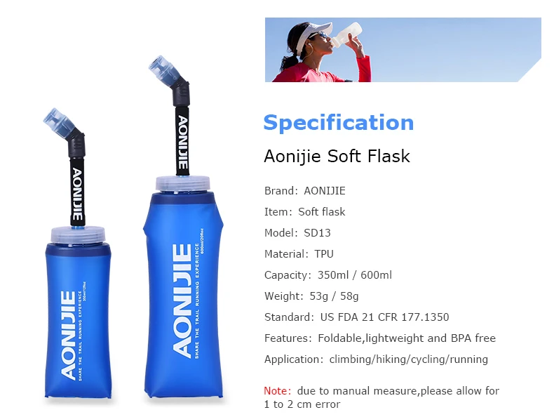 AONIJIE SD13 350 ml 600 ml складной мягкий термос бутылку воды BPA бесплатно для Бег бег гидратации мочевого пузыря пакет жилет