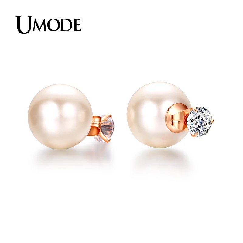 UMODE роскошные розовое золото/родиевый цвет Австрийские Стразы и серьги гвоздики