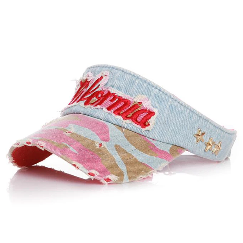 2018 Новая мода буквы США вышивка Пустой Топ козырек Солнцезащитная шляпа для