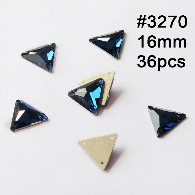 Triangle 16mm 36pcs Смешанные Пришивные хрустальные стразы Rivoli Drop Монтана Швейные стеклянные стразы камни вышитые ткани аксессуары платье для одежды - Цвет: Triangle 16mm 36pcs
