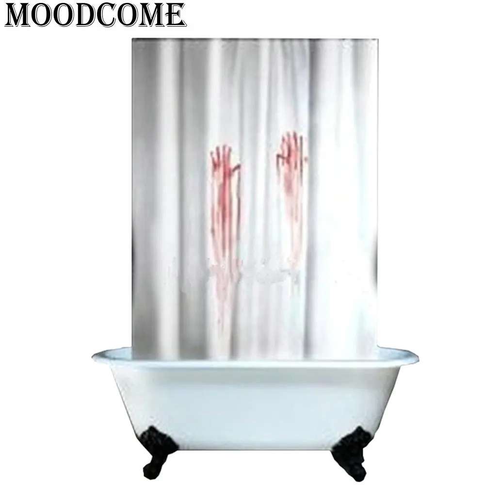 

Blood hand bathroom shower curtains polyester bath curtain rideau douche europe Bloodstains retro curtains