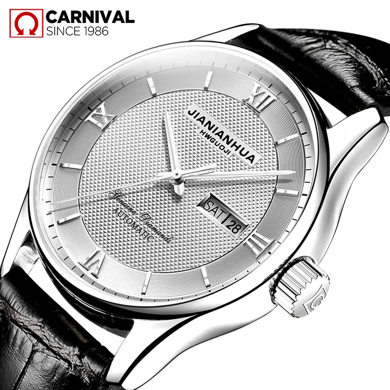 Карнавал механические часы Высокое качество люксовый бренд мужские бизнес